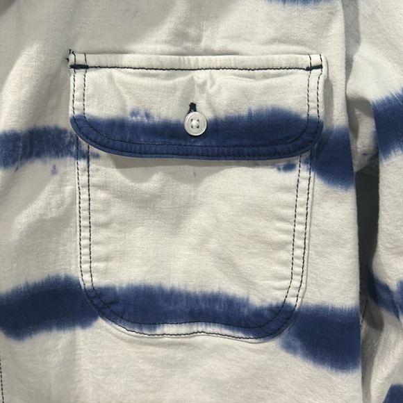 Lands End Blue and White Striped Button-Up Shirt Size 18 - Picture 2 of 5